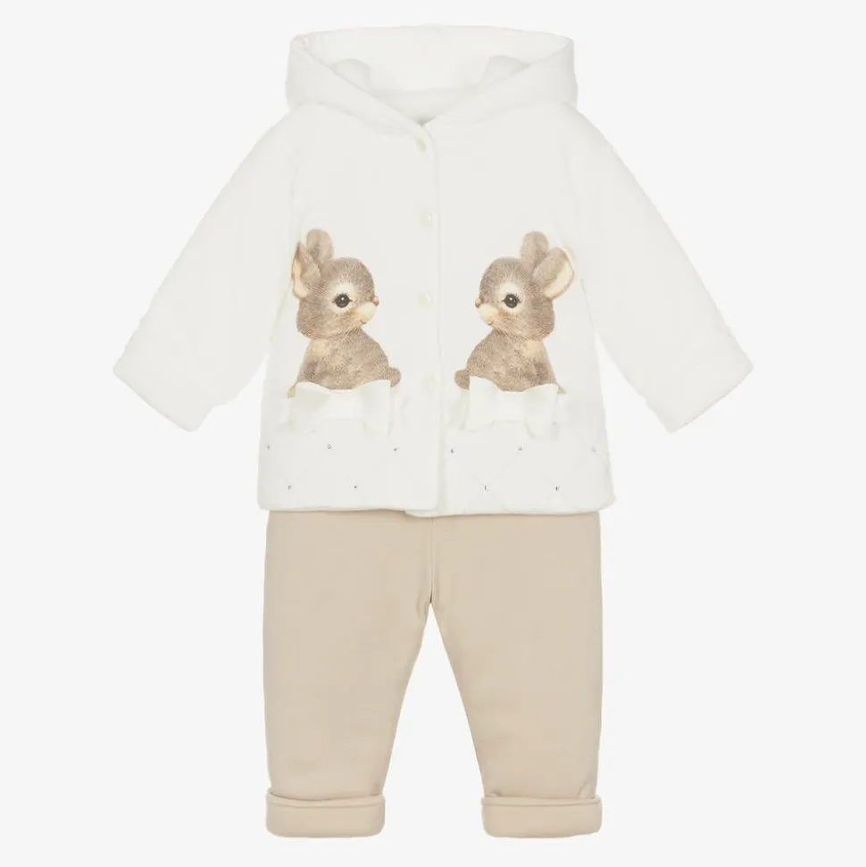 Ivory Padded Baby Pram Coat & Trouser Set
