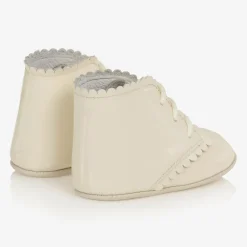 Ivory Patent Leather Pre-Walker Baby Boots