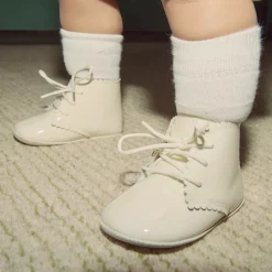 Ivory Patent Leather Pre-Walker Baby Boots