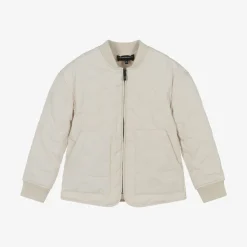 Ivory Quilted Eagle Logo Jacket