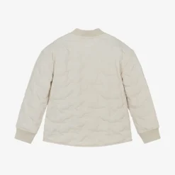 Ivory Quilted Eagle Logo Jacket