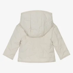 Ivory Quilted Eagle Logo Baby Jacket