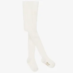 Ivory Ribbed Cotton Tights