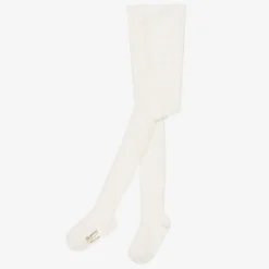 Ivory Ribbed Cotton Tights
