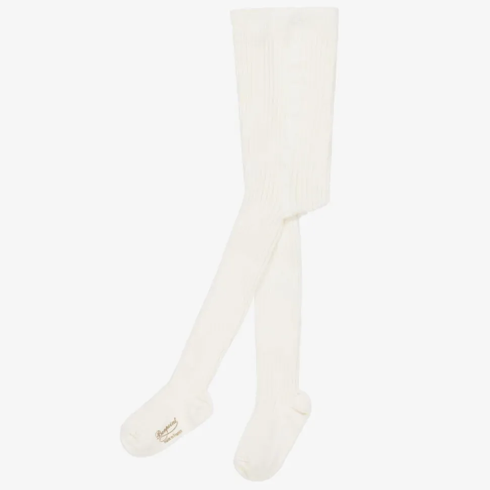 Ivory Ribbed Cotton Tights