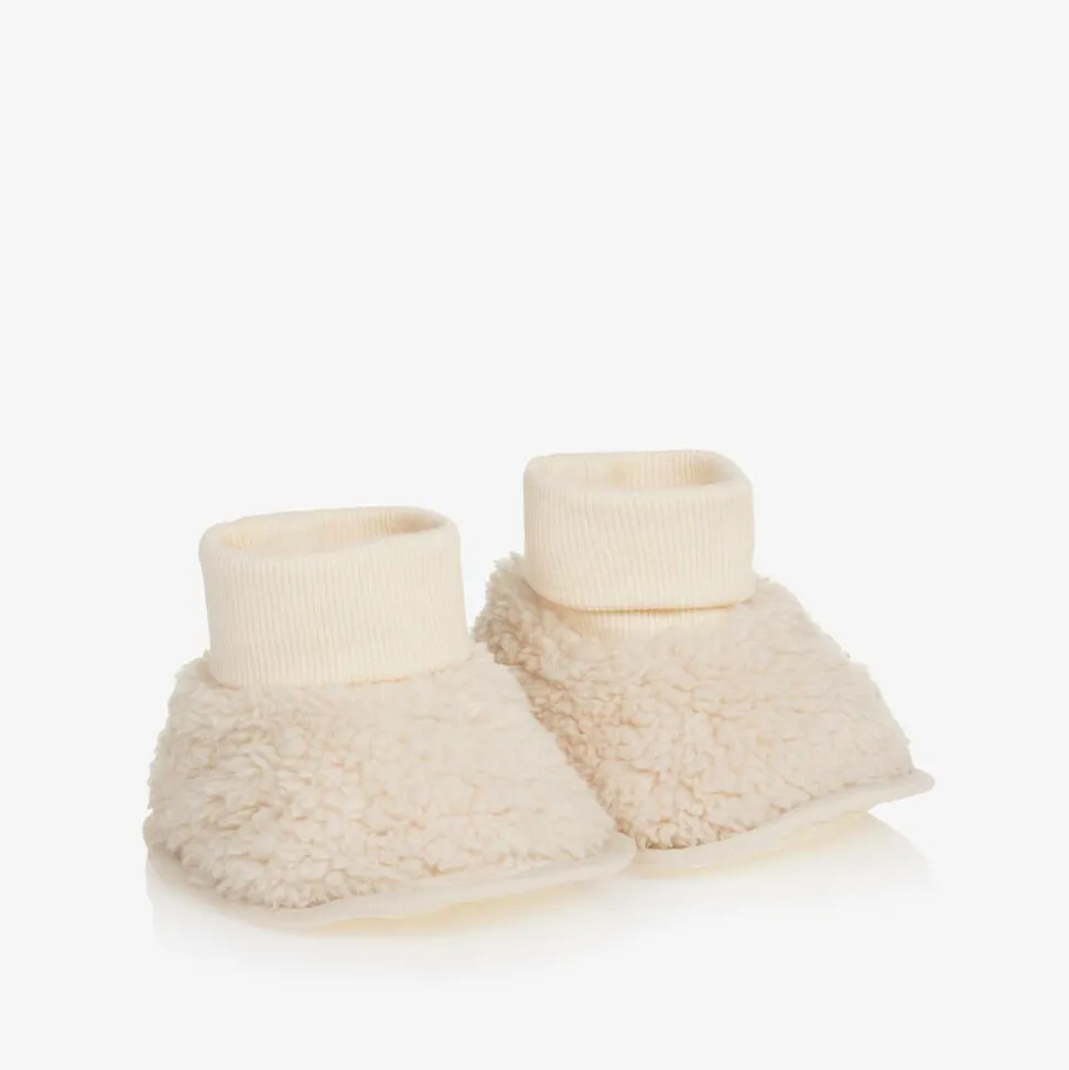 Ivory Sherpa Fleece Baby Booties