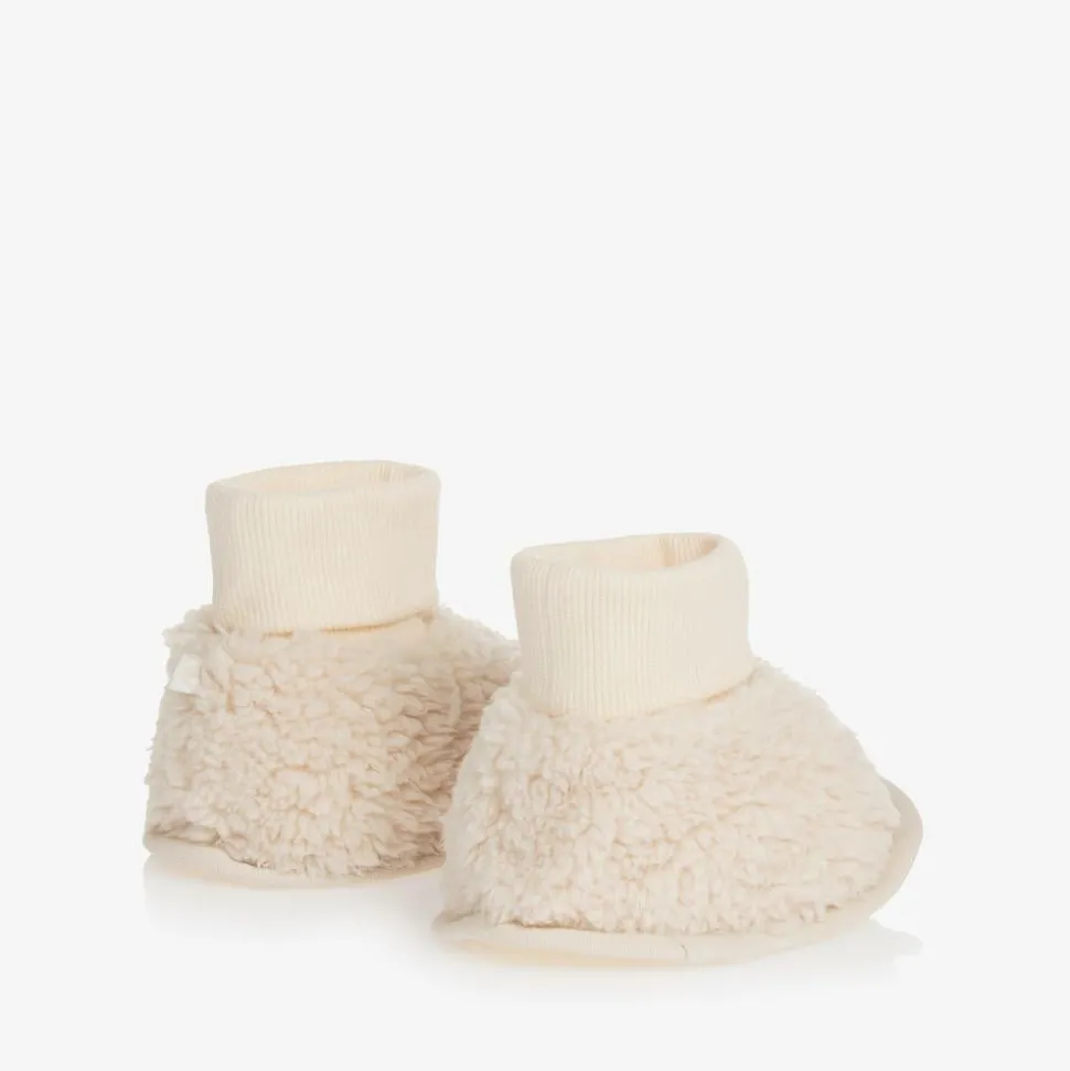Ivory Sherpa Fleece Baby Booties