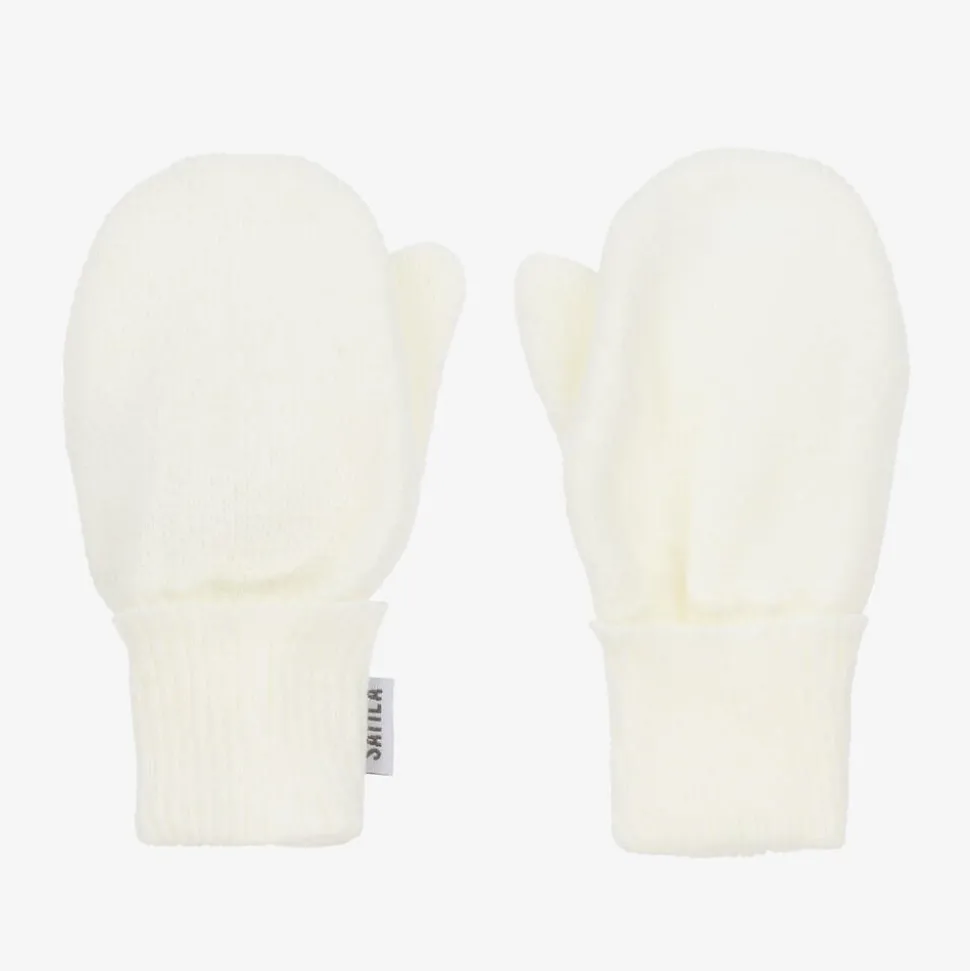 Ivory Twiddle Knitted Baby Mittens