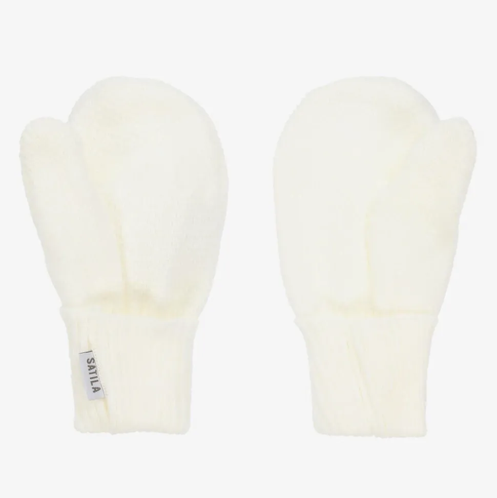 Ivory Twiddle Knitted Baby Mittens