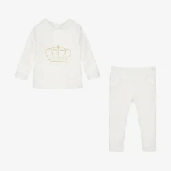 Ivory Velour Baby Trouser Set