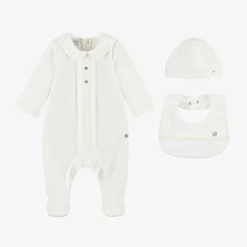 Ivory Velour Babysuit Set