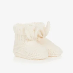 Ivory Wool & Cashmere Knitted Booties