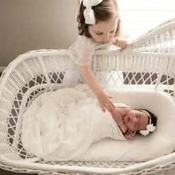 Ivory Wool Baby Shawl (130cm)