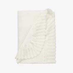 Ivory Wool Knit Baby Shawl (106cm)