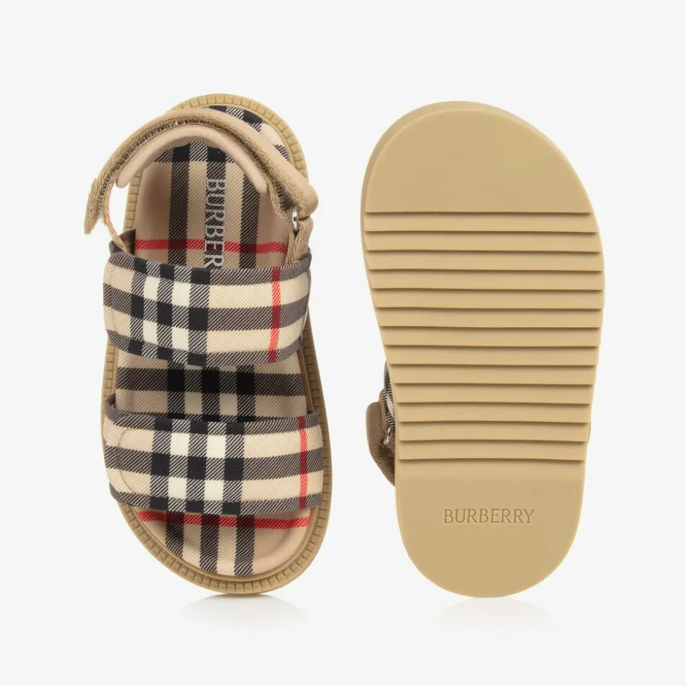 Junior Archive Beige Check Sandals