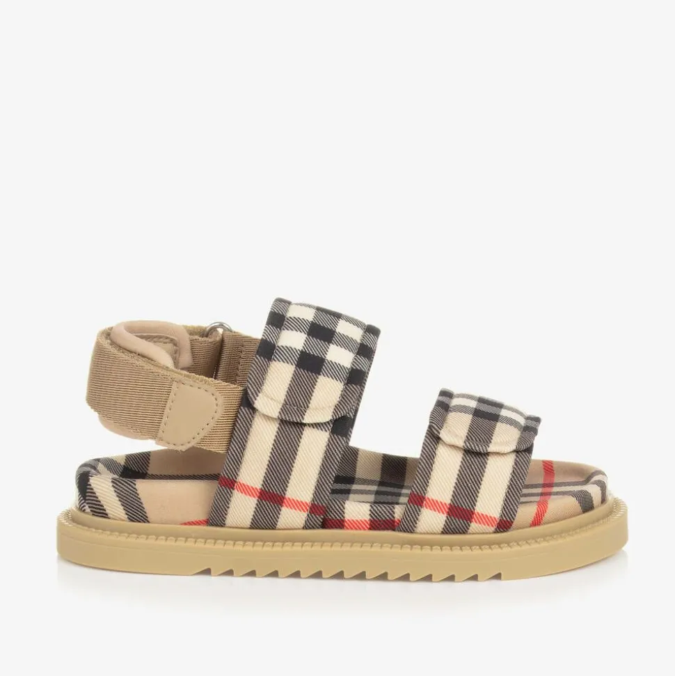 Junior Archive Beige Check Sandals