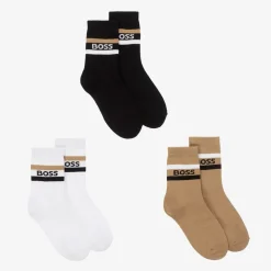 Junior Boys Black & Beige Socks (3 Pack)