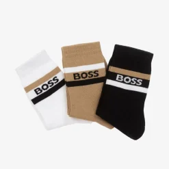 Junior Boys Black & Beige Socks (3 Pack)
