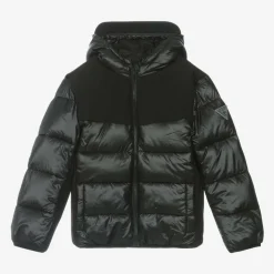 Junior Boys Black Hooded Puffer Jacket