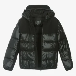 Junior Boys Black Hooded Puffer Jacket