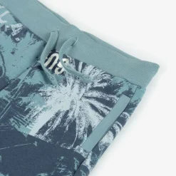 Junior Boys Blue Cotton Palm Tree Shorts