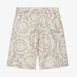 Junior Boys Ivory Silk Barocco Shorts