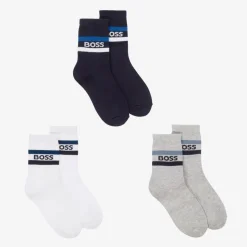 Junior Boys Navy Blue & Grey Socks (3 Pack)