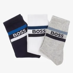 Junior Boys Navy Blue & Grey Socks (3 Pack)