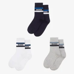Junior Boys Navy Blue & Grey Socks (3 Pack)