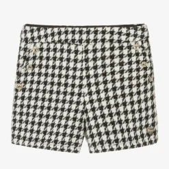 Junior Girls Black & White Houndstooth Shorts