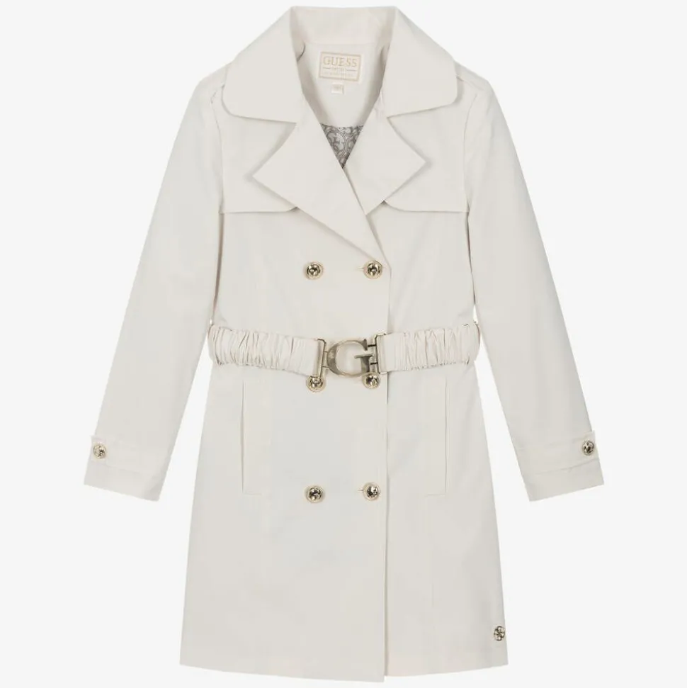 Junior Girls Ivory Trench Coat