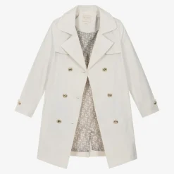 Junior Girls Ivory Trench Coat