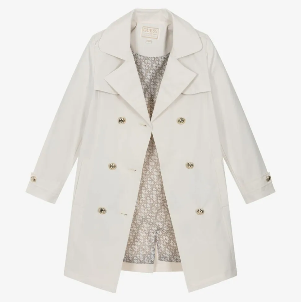 Junior Girls Ivory Trench Coat
