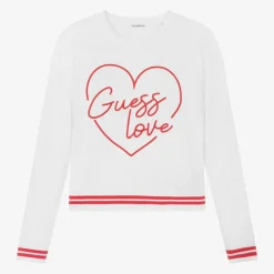 Junior Girls White Cashmere Heart Sweater