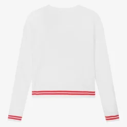 Junior Girls White Cashmere Heart Sweater