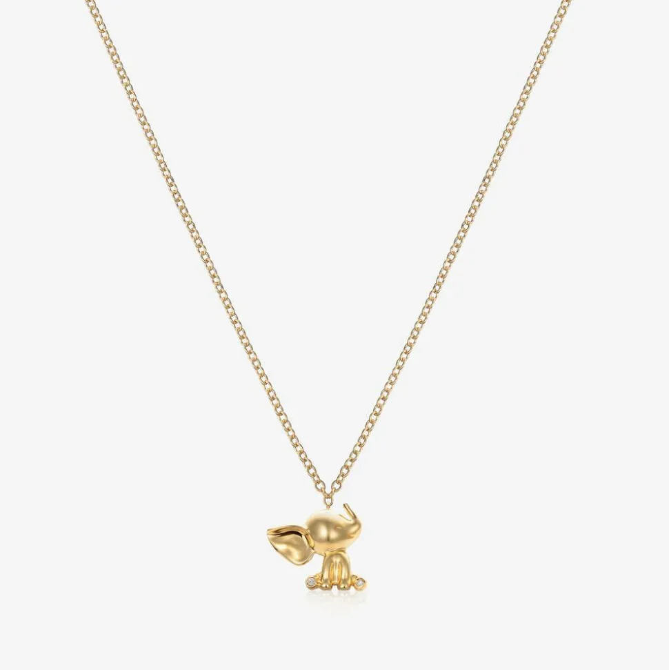 18kt Yellow Gold Diamond Elephant Necklace (38cm)