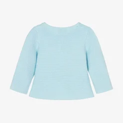 Light Blue Cotton Knit Baby Cardigan