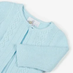 Light Blue Cotton Knit Baby Cardigan