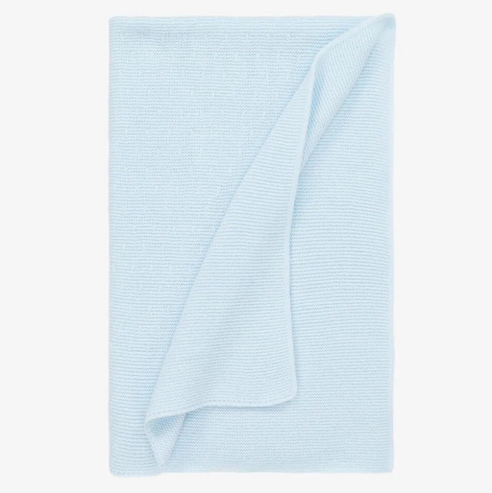 Light Blue Knitted Baby Blanket (87cm)