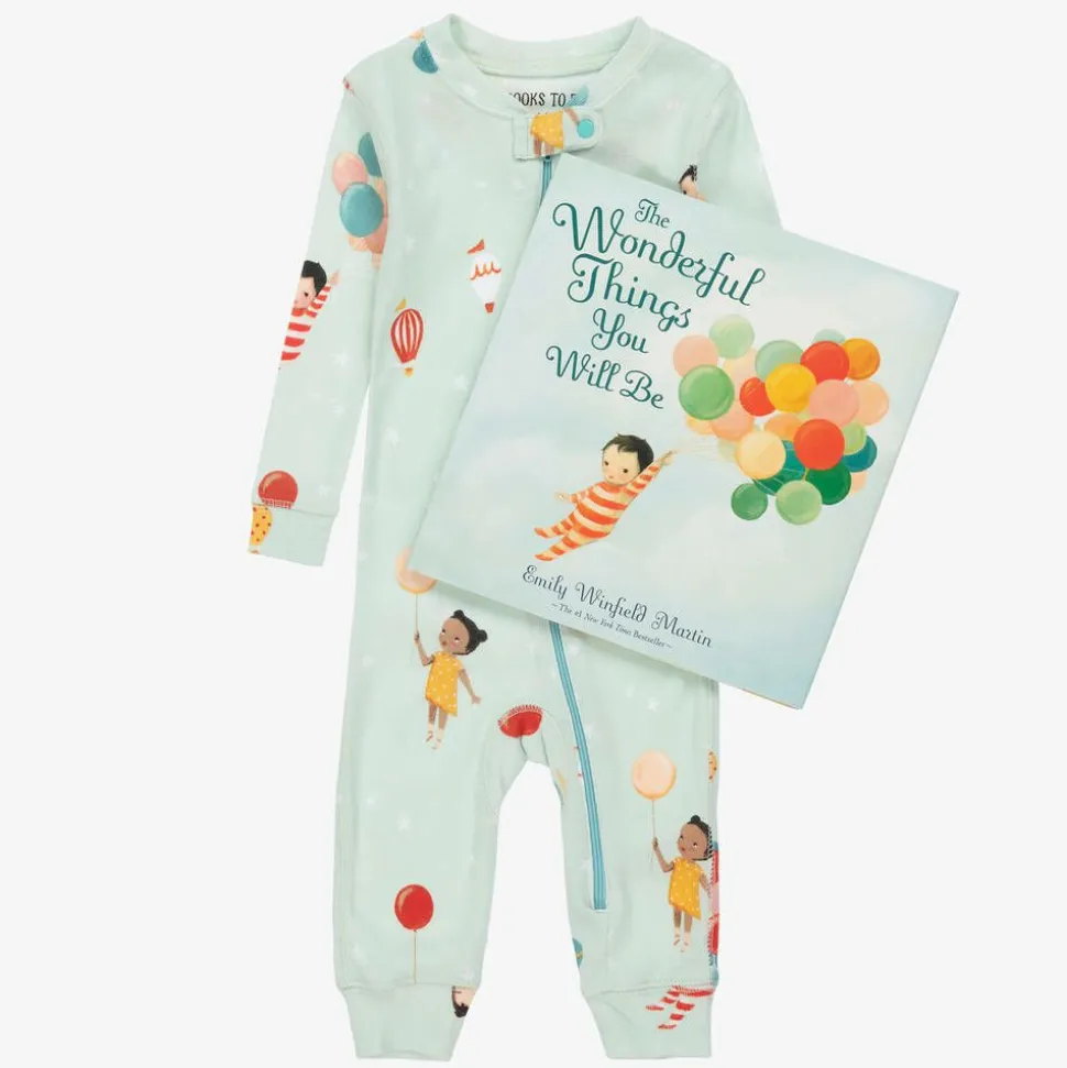 Mint Green Cotton Babysuit & Book Set