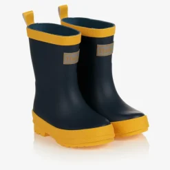 Navy Blue & Yellow Rain Boots