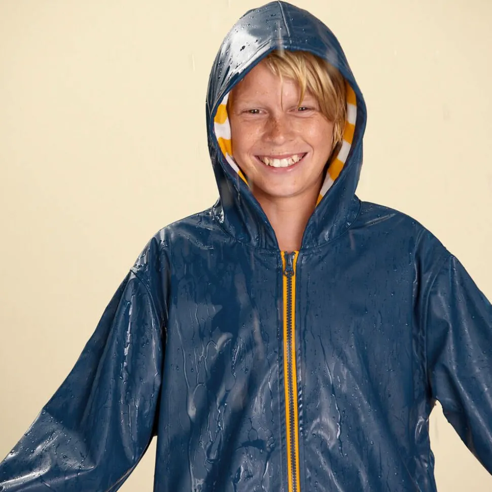 Navy Blue & Yellow Raincoat