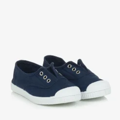 Navy Blue Canvas Slip-On Trainers