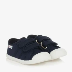 Navy Blue Canvas Velcro Trainers