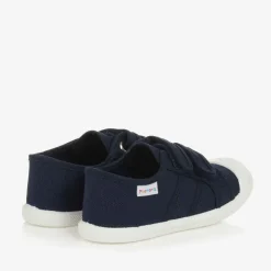 Navy Blue Canvas Velcro Trainers