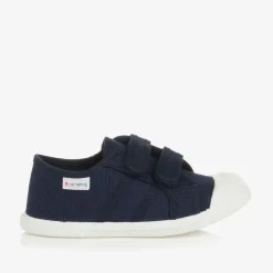 Navy Blue Canvas Velcro Trainers