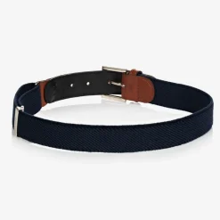 Navy Blue Cotton & Leather Belt