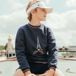 Navy Blue Cotton Eiffel Tower Sweatshirt