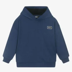 Navy Blue Cotton Embroidered Hoodie