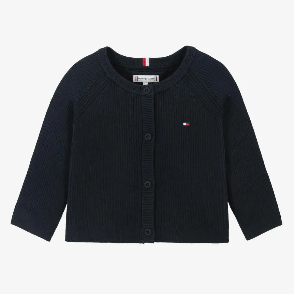 Navy Blue Cotton Knit Baby Cardigan